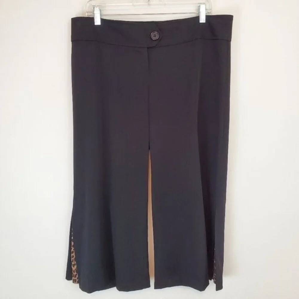 Vintage Cleveland Street wide leg capri culottes with cheetah print panel
